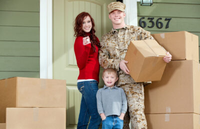 American Marine Corps Soldier & Family Moving into New Home.